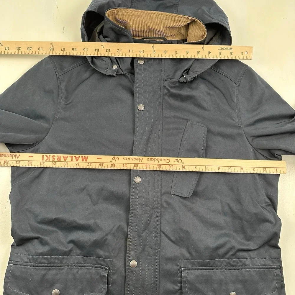 Banana Republic Field Jacket Men Large Navy Blue Chore Barn Corduroy Collar Hood